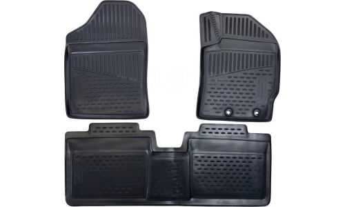 Коврики модельные Autofamily 3D, для Toyota Corolla Axio 2012-2015 (правый руль), для переднего и заднего ряда, полиуретан, черный цвет, 3 шт, арт. ELEMENT3DAN0126210k
