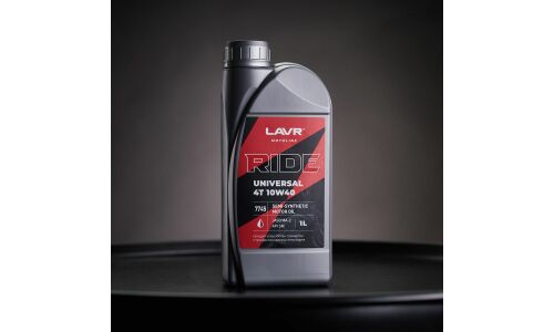 Масло для мототехники Lavr Motoline Ride Universal 4T 10w40, полусинтетическое, API SM, JASO MA2, 4-тактное, 1л, арт. Ln7745