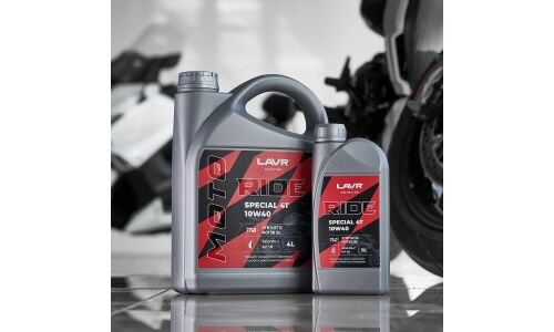 Масло для мотоциклов Lavr Motoline Ride Special 4Т 10w40, синтетическое, API SN, JASO MA2, 4-тактное, 4л, арт. Ln7748
