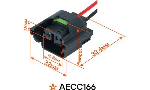 Разъём 2 pin Airline, мама, с проводами для ламп H8, H11, H16, арт. AECC166