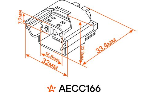 Разъём 2 pin Airline, мама, с проводами для ламп H8, H11, H16, арт. AECC166