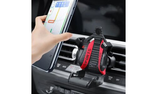 Держатель для телефона Racig Seat Car Phone Holder (в форме спортивного сидения), в дефлектор, черный с красными лентами, арт. LHZ-02