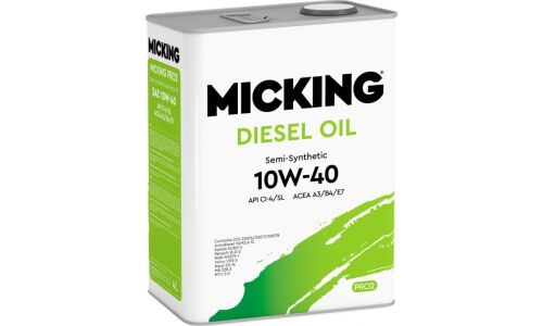 Масло моторное Micking Diesel Oil PRO2 10w40, полусинтетическое, API CI-4/SL, ACEA A3/B4/E7, JASO DH-1, для дизельного двигателя, 4л, арт. M1201