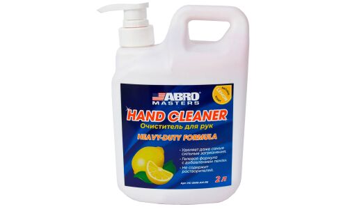Очиститель для рук ABRO Masters Hand Cleaner, с содержанием пемзы, аромат лимона, бутылка с дозатором 2л, арт. HC-2000-AM-RE