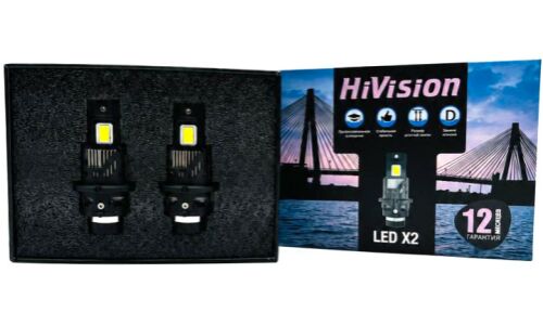 Лампа светодиодная HiVision LED X2 D4S (P32d-5), 12/24В, 35Вт, 6000К, комплект 2 шт, арт. УТ-00008006