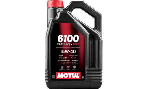 Масло моторное MOTUL 6100 SYN-nergy SPEC 5w40, полусинтетическое, API SN/CF, ACEA A3/B4, универсальное, 4л, арт. 113881