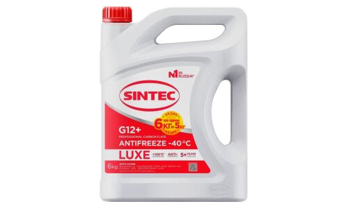 Антифриз Sintec Antifreeze Luxe, OAT, G12+, красный, -40°C, 6кг, арт. 106206