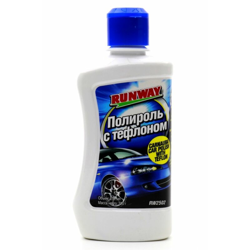 

Полироль кузова Runway Carnauba Car Polish With Teflon, с тефлоном и воском карнауба, с защитными свойствами, бутылка 250мл, арт. RW2502
