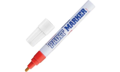 Маркер эмалевый Munhwa Paint Marker, красный, перманентный, для различных поверхностей, 4мм