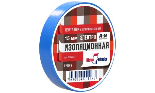 Лента клейкая изоляционная Klebebander, ПВХ, 15мм x 20м, синяя, арт. TIK505T