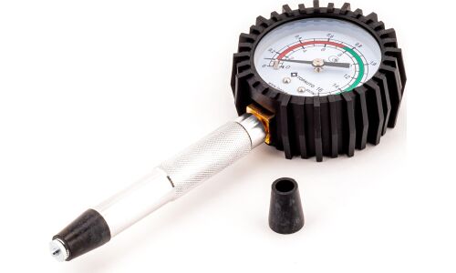 Компрессометр TOPAUTO, прижимной, для бензиновых двигателей, до 1.6МПа, трубка 110мм, арт. 11111