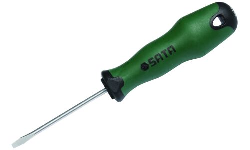 Отвёртка шлицевая SATA, SL5x75мм, с прорезиненной рукояткой, магнитная, арт. 63407 (60801)