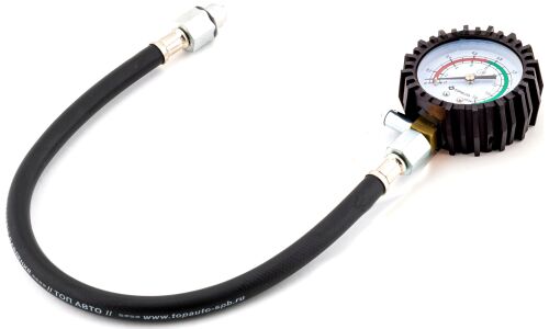Компрессометр TOPAUTO, гибкий, резьбовой, для бензиновых двигателей, до 1.6МПа, М14Х1.25, шланг 370мм, арт. 11311