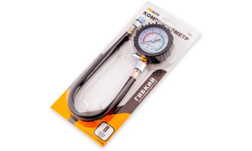 Компрессометр TOPAUTO, гибкий, резьбовой, для бензиновых двигателей, до 1.6МПа, М14Х1.25, шланг 370мм, арт. 11311
