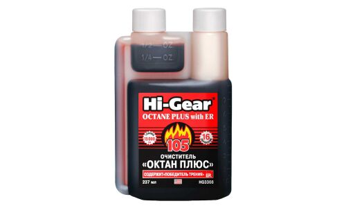 Октан-корректор Hi-Gear Octane Plus, присадка в бензин, с кондиционером металла ER®, бутылка с дозатором 237мл, арт. HG3308