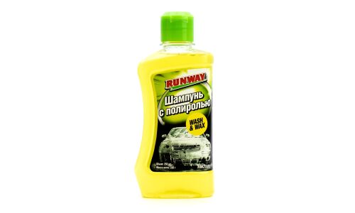 Автошампунь Runway Wash & Wax, для ручной мойки, с воском карнауба, с эффектом полироли, бутылка 250мл, арт. RW2505