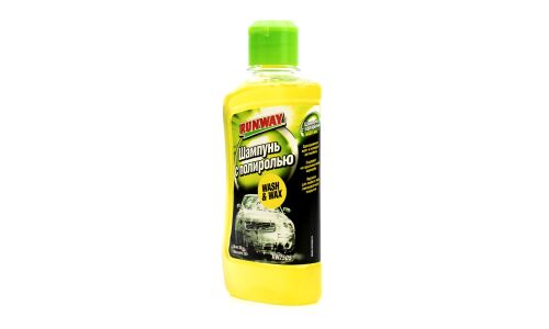 Автошампунь Runway Wash & Wax, для ручной мойки, с воском карнауба, с эффектом полироли, бутылка 250мл, арт. RW2505