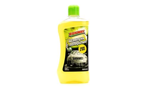 Автошампунь Runway Wash & Wax, для ручной мойки, с воском карнауба, с эффектом полироли, бутылка 500мл, арт. RW5052