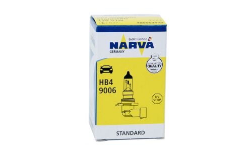 Лампа галогенная Narva Standard HB4(9006) (P22d, T12), 12В, 51Вт, 3000К, 1 шт, арт. 48006