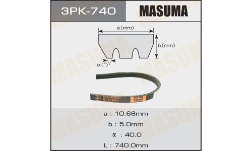 Ремень ручейковый Masuma 3PK- 740