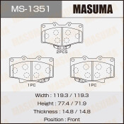 Колодки тормозные дисковые Masuma передние, комплект на ось (4 шт), арт. MS-1351