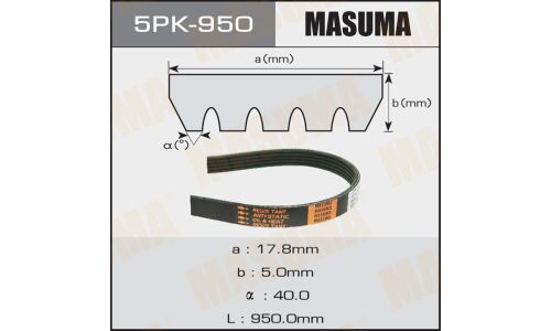 Ремень ручейковый Masuma 5PK- 950