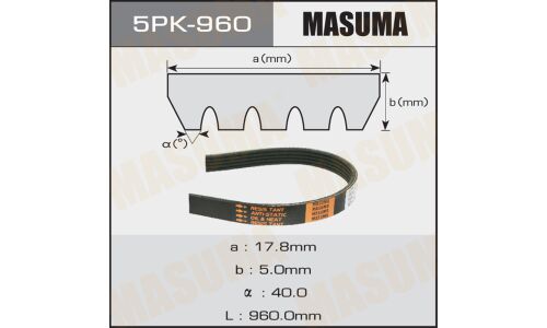 Ремень ручейковый Masuma 5PK- 960