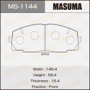 Колодки тормозные дисковые Masuma передние, комплект на ось (4 шт), арт. MS-1144