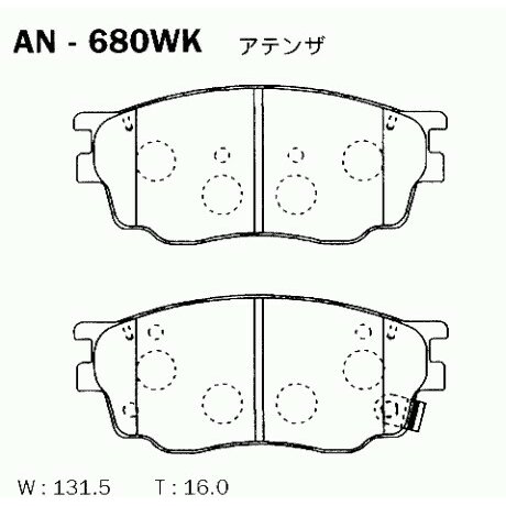 

Колодки тормозные Akebono дисковые, арт. AN-680WK