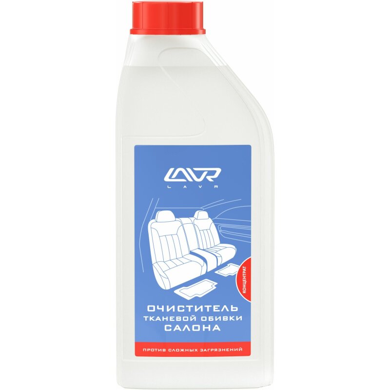 

Очиститель салона Lavr Textile Cleaner, для тканевой обивки, концентрат, против сложных загрязнений, бутылка 1л, арт. Ln1462