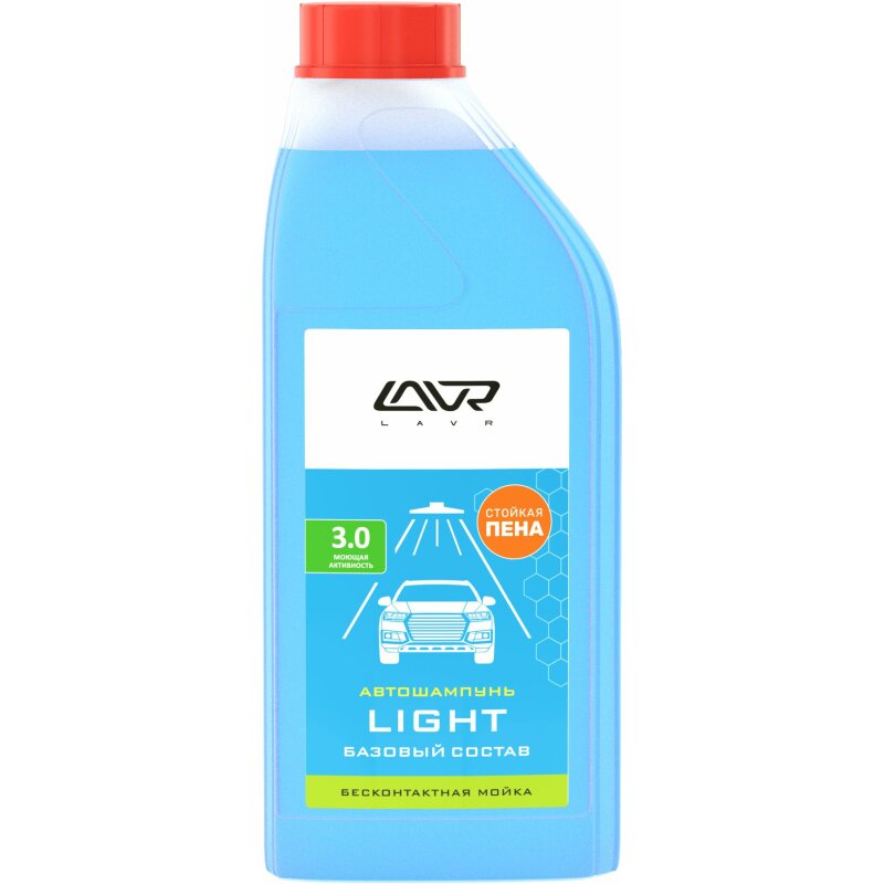 

Автошампунь Lavr Light, для бесконтактной мойки, концентрат, моющая активность 3.0, бутылка 1л, арт. Ln2301