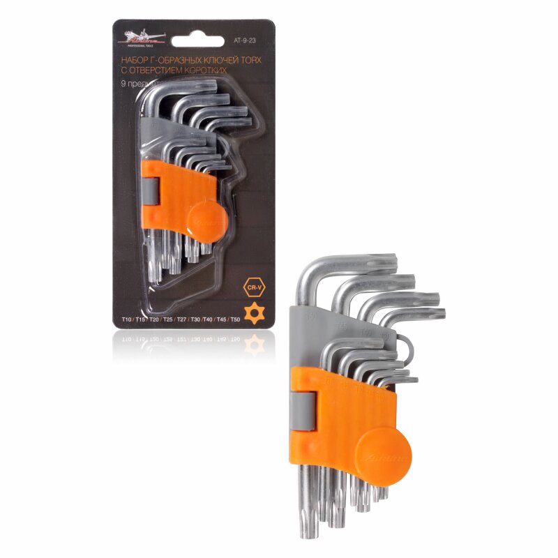 

Набор ключей Airline TORX (T10-T50), короткие, комплект 9 предметов, арт. AT-9-23