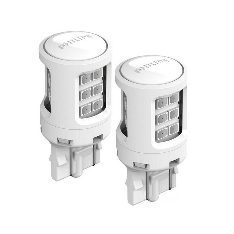 

Лампа светодиодная Philips Ultinon W21/5W (W3x16q, T20), 12В, 2.7/2.7Вт (соответствует 21/5Вт), красная, комплект 2 шт