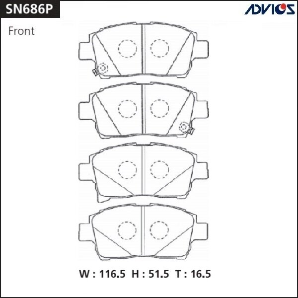 

Колодки тормозные ADVICS дисковые, арт. SN686P