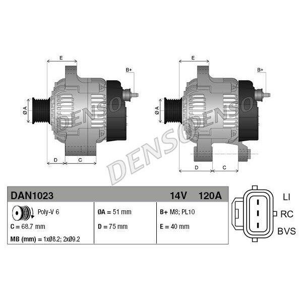 

Генератор Denso, арт. DAN1023