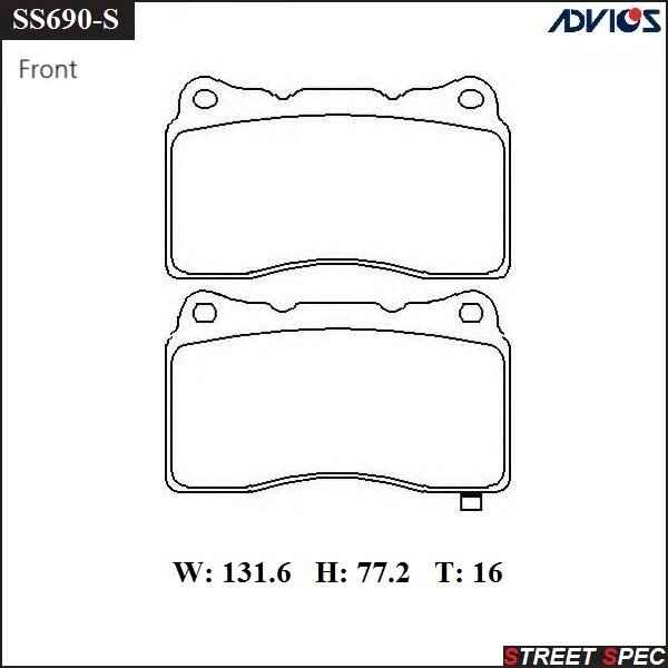 

Колодки тормозные ADVICS дисковые, спортивные, арт. SS690-S