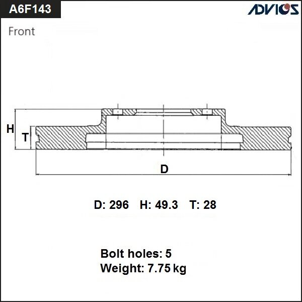 

Диск тормозной ADVICS, арт. A6F143B