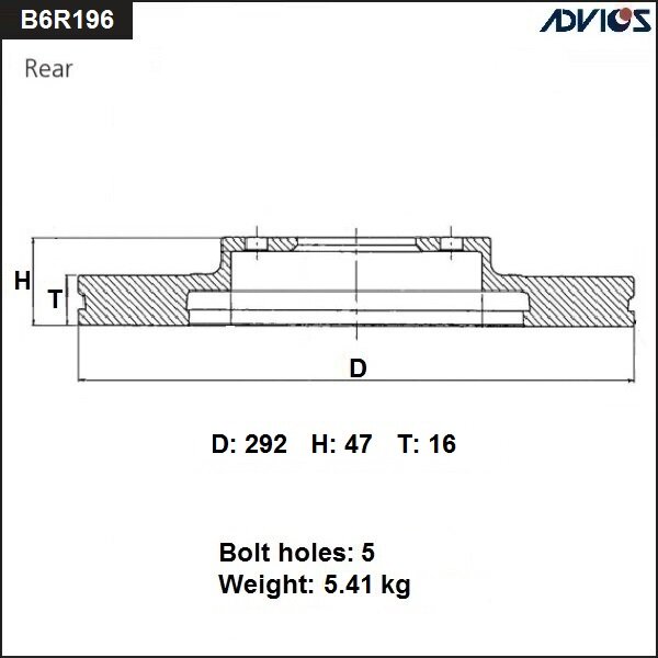 

Диск тормозной ADVICS, арт. B6R196B