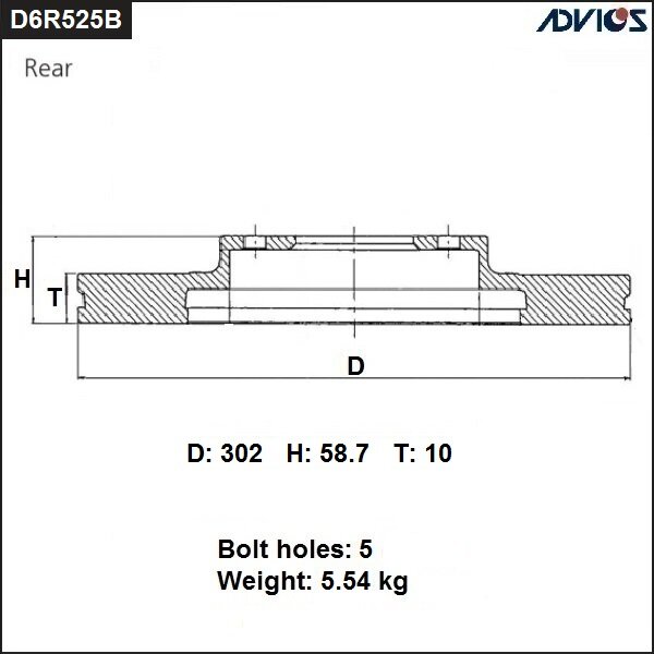 

Диск тормозной ADVICS, арт. D6R525B