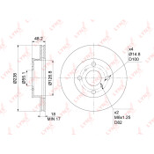 Диск тормозной LYNXauto, передний, правый/левый, 1 шт, арт. BN-1166