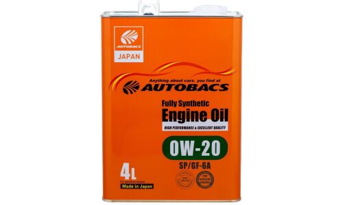 Масло моторное Autobacs Engine Oil 0w20, синтетическое, API SP, ILSAC GF-6A, для бензинового двигателя, 4л, арт. A00032230 (Япония)