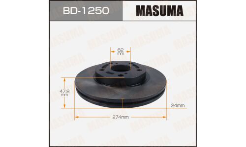 Диск тормозной Masuma, передний, правый/левый, для Toyota Mark II, 1 шт, арт. BD-1250
