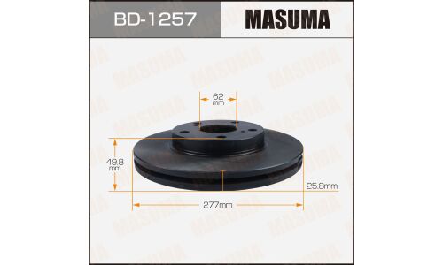 Диск тормозной Masuma, передний, правый/левый, для Toyota Auris, 1 шт, арт. BD-1257