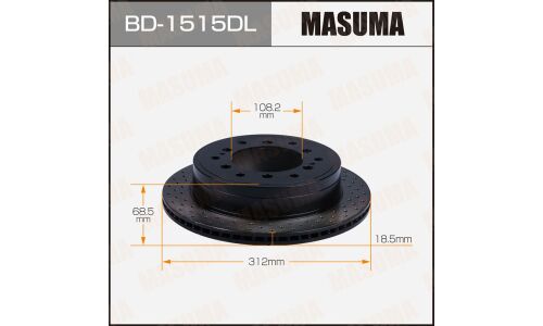 Диск тормозной Masuma перфорированный, задний, левый, для Toyota Land Cruiser Prado, 1 шт, арт. BD-1515DL