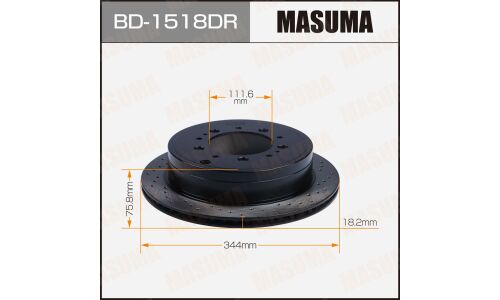 Диск тормозной Masuma перфорированный, задний, правый, для Toyota Land Cruiser, 1 шт, арт. BD-1518DR