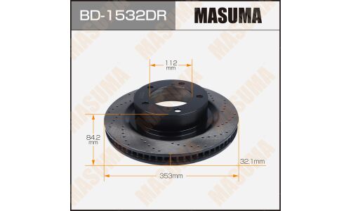 Диск тормозной Masuma перфорированный, передний, правый, для Toyota Sequoia, 1 шт, арт. BD-1532DR