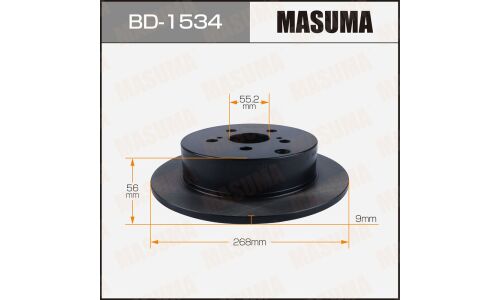 Диск тормозной Masuma, задний, правый/левый, для Toyota Vista / Caldina, 1 шт, арт. BD-1534