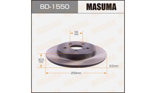 Диск тормозной Masuma, задний, правый/левый, для Toyota Corolla / Ist / Matrix / Prius, 1 шт, арт. BD-1550