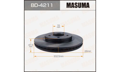Диск тормозной Masuma, передний, правый/левый, для Mazda Tribute, 1 шт, арт. BD-4211