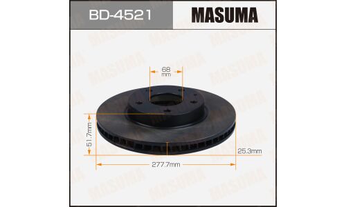 Диск тормозной Masuma, передний, правый/левый, для Mazda 3, 1 шт, арт. BD-4521